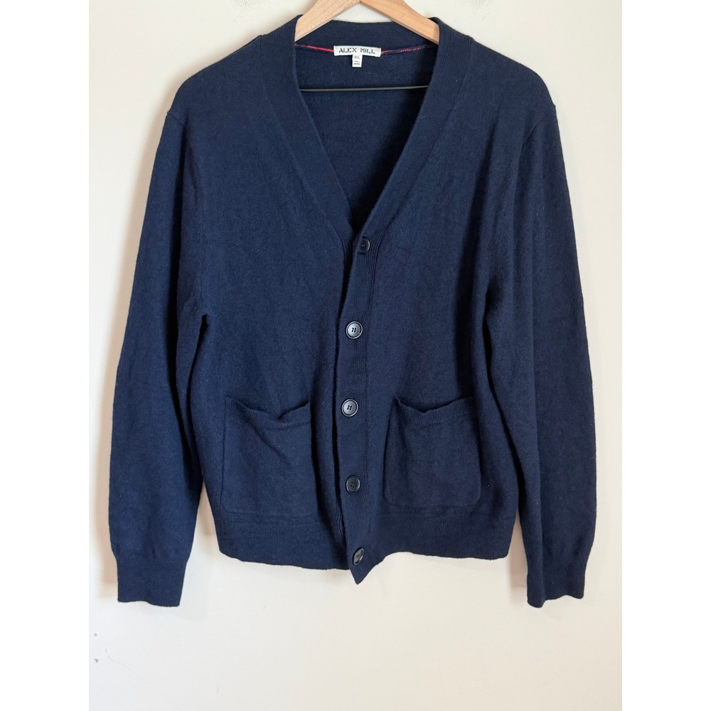 Alex Mill Cardigan Sweater Womens‎ XL Navy Blue 100% Merino Wool V-Neck Pockets